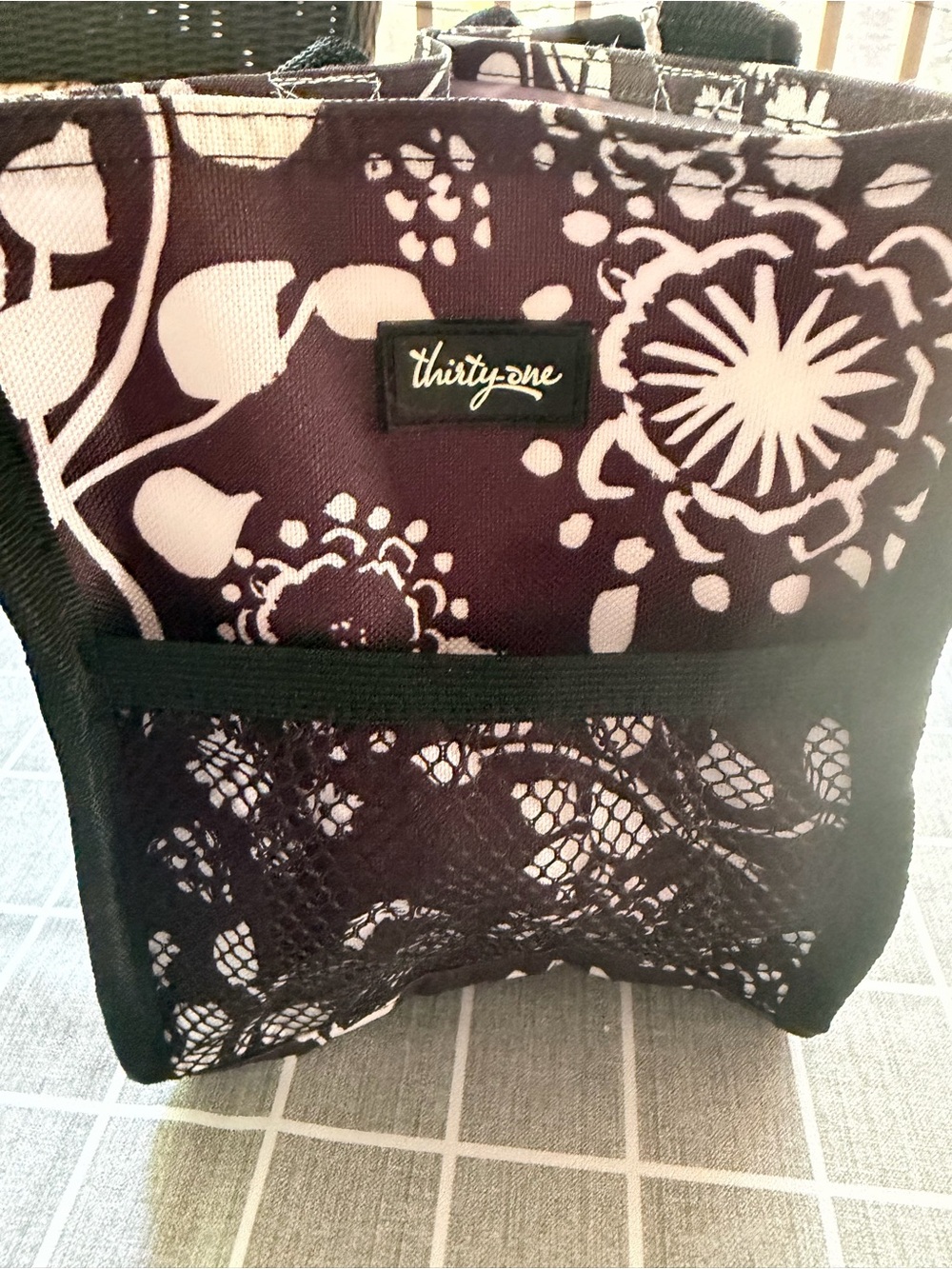 Thirty One Gifts Keep It Caddy Organizing Tote Bag Black Floral Brushstrokes - Picture 8 of 10